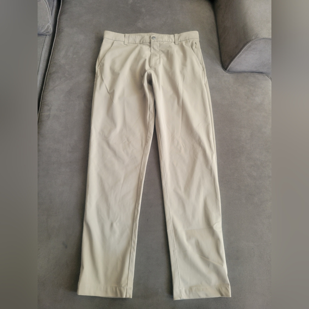 Lululemon ABC Pants Mens Khaki Slim Fit Polyester Blend Athletic Golf  32